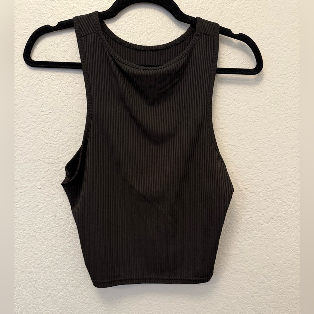Ribbed Halter Black Top